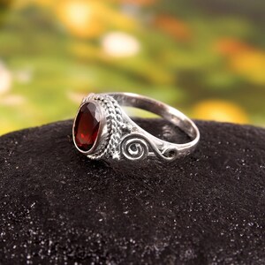 Garnet Gemstone Ring, 925 Sterling Silver Ring,Boho&Hippie Style,Handmade Ring,For Women, R1202
