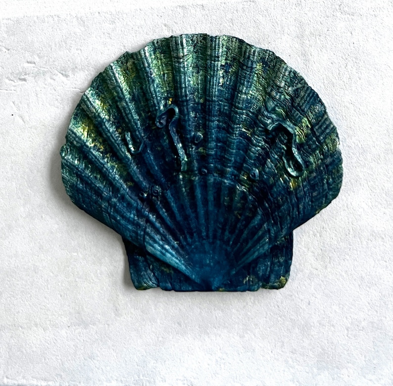 Scallop Shell Mini Print From Original, Gyotaku Print zdjęcie 4