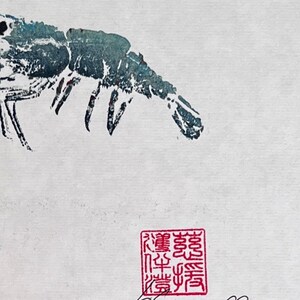 Gyotaku Impression taken from the surface of a Menai Strait Prawn image 3