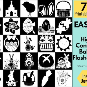 Easter printable| High Contrast Baby cards Printable, Montessori Black & White Sensory Cards for Infant Stimulation, Infant Flashcards