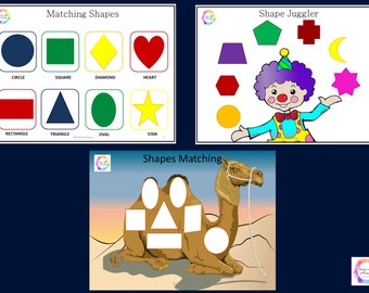 Shapes Matching Worksheets | Matching Activities | Preschool | Kindergarten | Toddlers | Home School | Early Learning