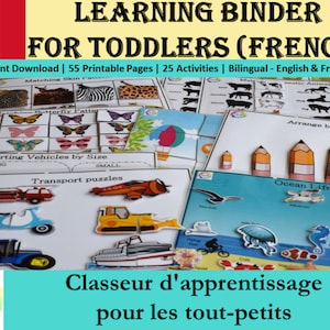 French Busy Book for Toddlers |  French Busy Book | Bilingual Printable, Learning binder, Preschool activities, Quiet Book, Homeschool