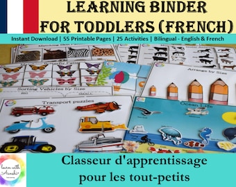 French Busy Book for Toddlers |  French Busy Book | Bilingual Printable, Learning binder, Preschool activities, Quiet Book, Homeschool