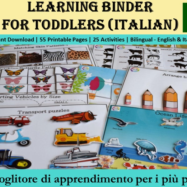 Libro occupato bilingue italiano e inglese per i più piccoli | Attività in aula homeschool italiana stampabile| italiano stampabile| Regalo