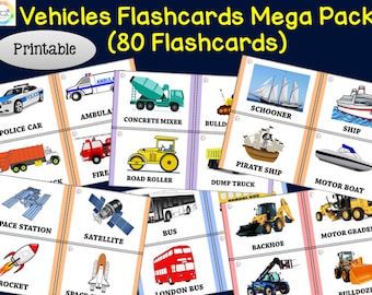 Vehicles Flashcards Megapack | Means of Transportation | Learning about Vehicles | Home Schoolers | Pre Schoolers