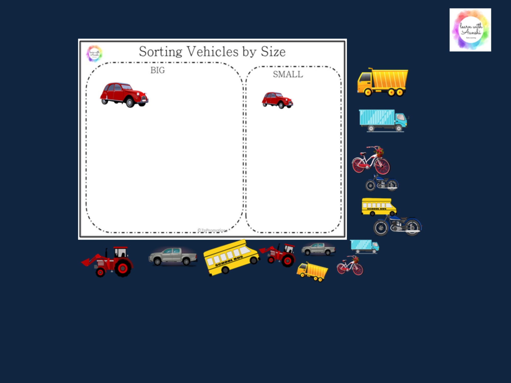 Vehicle Puzzle & Size Sorting Activity | Preschool Learning (digital ...