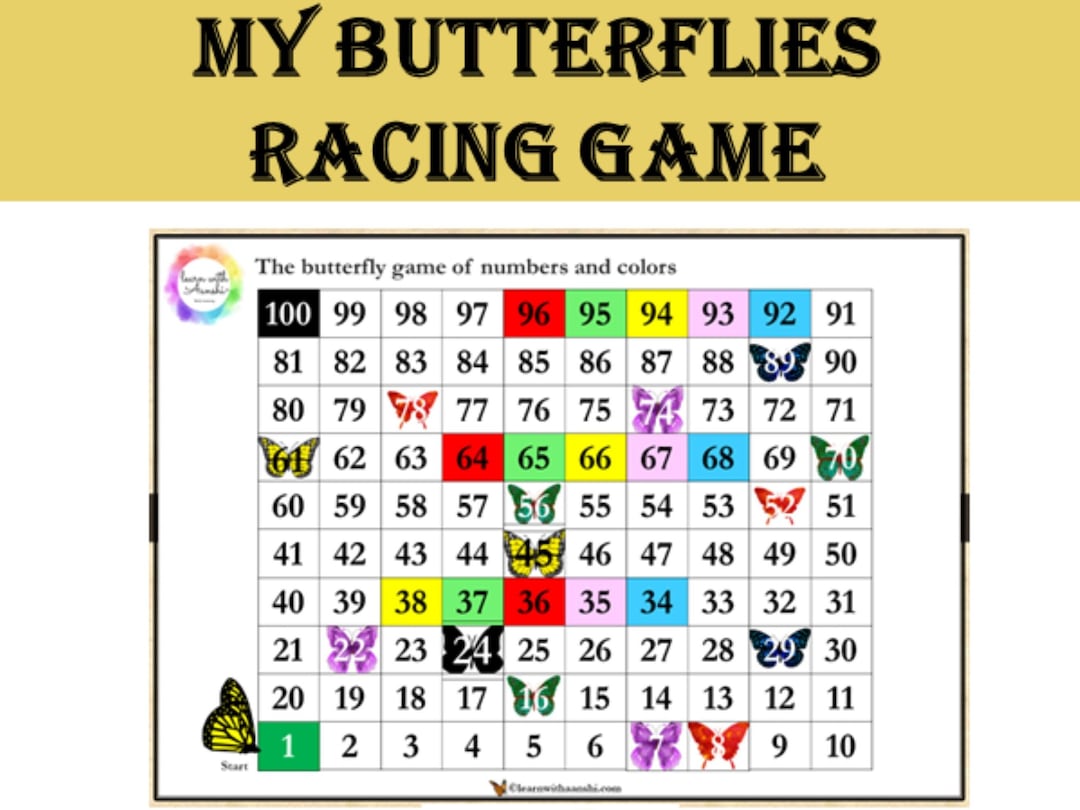 My Butterflies Racing Game, Printable Games, Games for Kids, Board