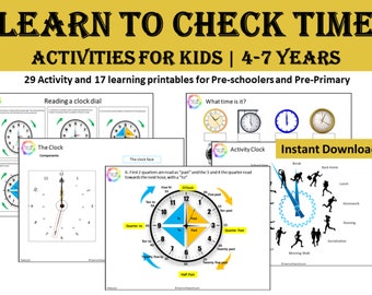 Learn to tell time, telling time activity, Busy Book for primary kids, Time Basics, Learn Time, Time for kids, gift, Preschooler, Time,