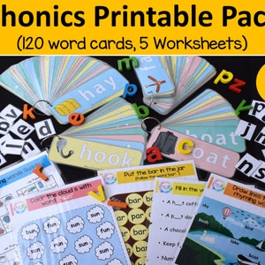 Imprimibles fonéticos, CVC, constructor de palabras CVC, juego de ortografía de palabras, aprender a leer, preescolar imprimible