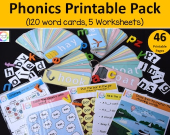 CVC Word Builder, Pacchetto stampabile di fonetica (download digitale)