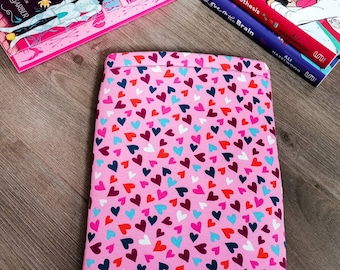 Hardback 'Pink Hearts' Booksleeve. Hardback Book Cover