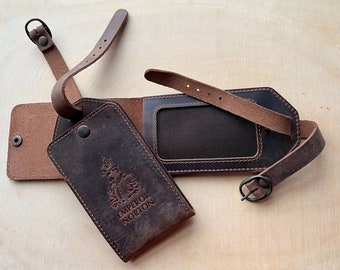 Luxurious Emperor Norton leather luggage tag