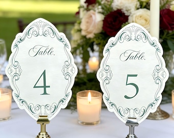 Numéros de table en typographie vert antique, lot de 20 ou 30 cartes, numéros de table de mariage, numéros de table pour réception de mariage