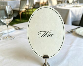 Oval Rustic Table Number, Cursive Calligraphy Sign, Wedding Reception Table Decor