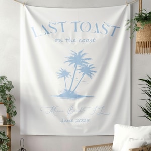 Vollständig anpassbare Junggesellinnenparty-Tapisserie, Strand Bachelorette-Dekorationen, Cocktail-Party-Banner, Küsten Bachelorette-Kulisse, Bach-Club