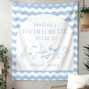 Vollständig anpassbare Junggesellinnenparty-Tapisserie, Strand Bachelorette-Dekorationen, Cocktail-Party-Banner, Küsten Bachelorette-Kulisse, Bach-Club