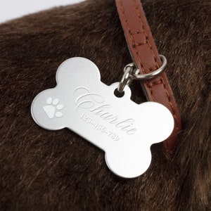 Customized Stainless Steel Pet ID Tag，Personalized front and back engraving， Pet Name Tags，Puppy ID Tag，Cute Dog Tag，for Dogs and Cats