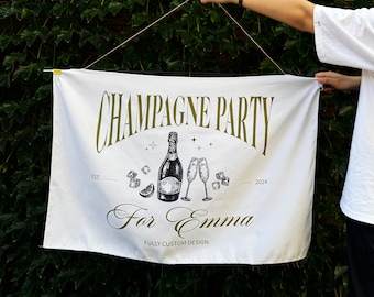 Fully customized Bachelorette Party Tapestry，Fabric photo Backdrop，champagne party banner,bistro Wall Decor, bach club sign.