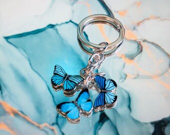 Personalised Silver Rhinestone Butterfly & Letter/Initial Charm Keyring Gift Personalised Silver Rhinestone Butterfly & Letter/Initial Charm Keyring Gift
