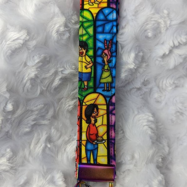 Bob's Burgers Stained Glass keyfob with metal accent hardware