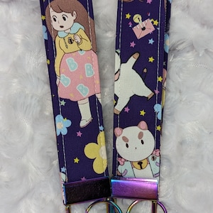 Bee and Puppycat (purple) Inspired Keychain with metal accent hardware