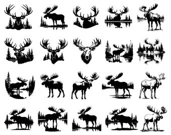 Moose SVG Bundle: Forest Animal Clipart for Cricut (Digital Download