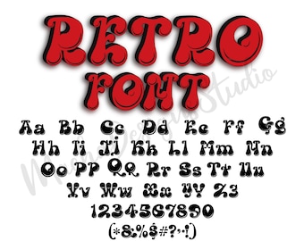 RETRO FONT SVG, Retro Letters Svg, Retro Clipart, Retro Alphabet Svg, Vintage Alphabet Svg, Vintage Clipart, Vintage Font Svg, Retro Svg-Png