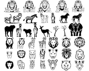 Ensemble Safari Animal SVG : cliparts sauvages pour Cricut & Silhouette
