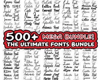 500 FONTS BUNDLE, Font Svg, Mega Collection Fonts, Cursive fonts SVG, Wedding Fonts Bundle Svg, Handwritten Fonts Svg, Alphabet Svg, Cricut