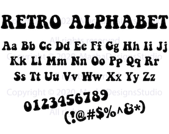 Polices rétro groovy SVG : alphabet vintage (téléchargement numérique)