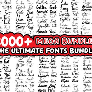 ¡3000 FUENTES! MEGA PAQUETE, Descarga instantánea, Fuente manuscrita, Fuente caligráfica, Fuentes Cricut, Descarga digital, Fuentes para Canva, Fuente Svg
