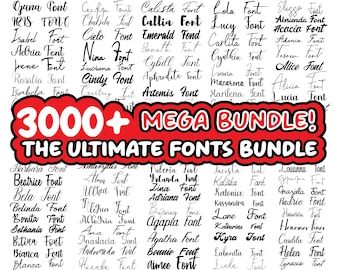 3000 Fonts Mega Bundle: Handwritten & Calligraphy (Digital Download)