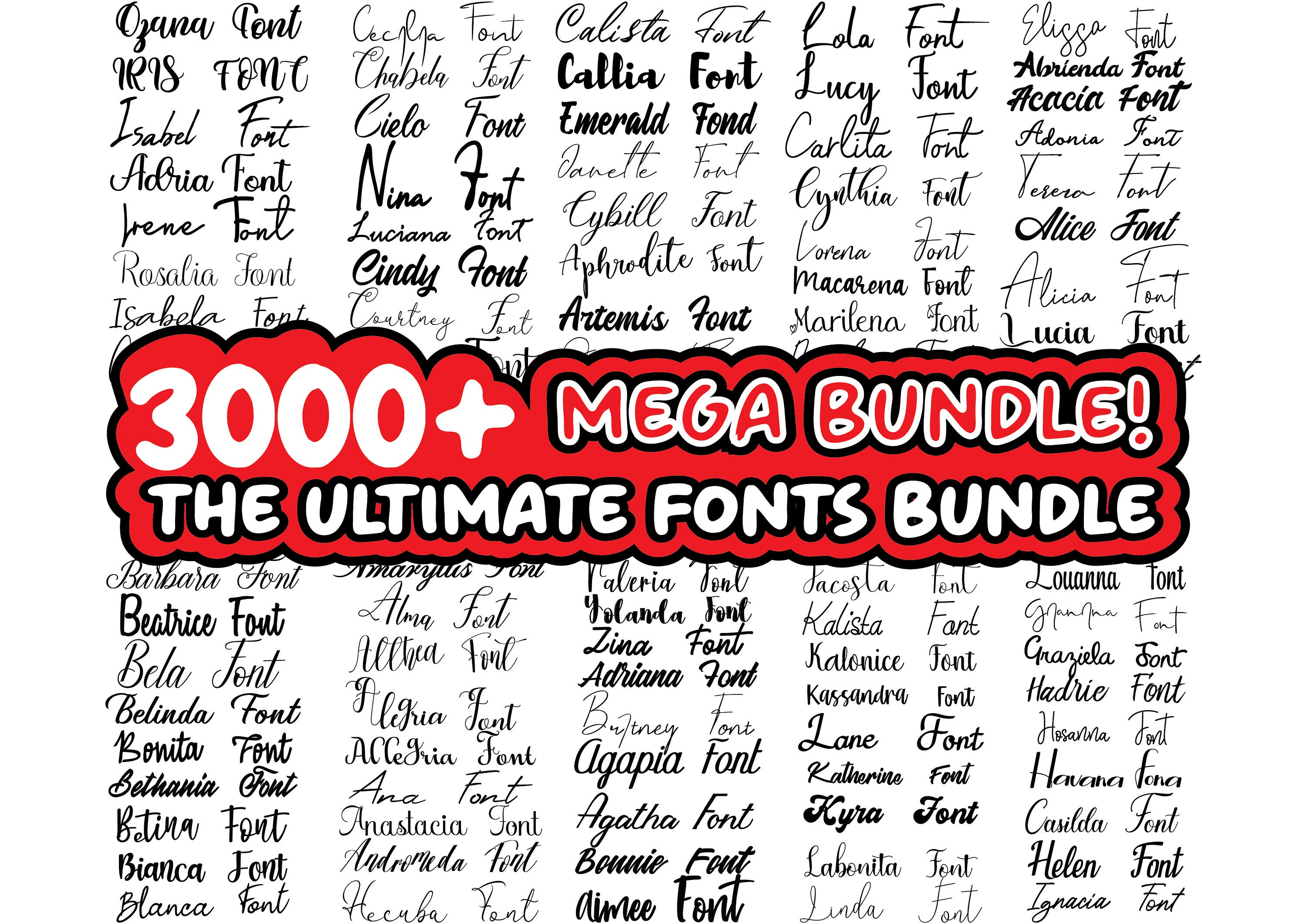 3000 FONTS MEGA BUNDLE Instant Download Handwritten Font 