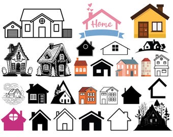 Huis clipartbundel: Home SVG PNG voor Cricut (digitale download)
