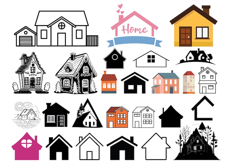House Clipart Bundle: Home SVG PNG for Cricut (digital Download) - Etsy