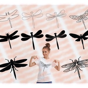 Dragonfly Bundle SVG PNG, Cute Dragon Fly Clipart for Cricut, Sublimation, Nature Insect Designs, Kids Crafts, Summer Digital Files