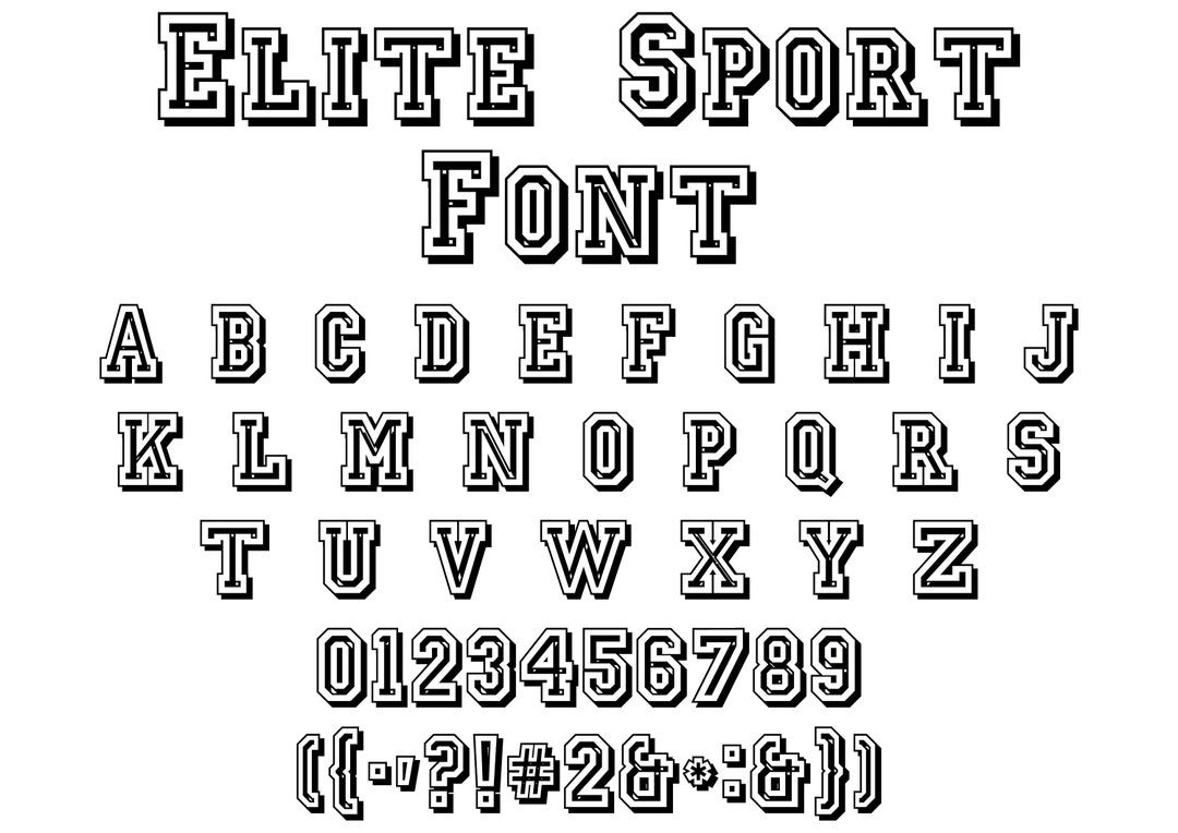 Elite Sport Font SVG, FONT SVG, Varsity Font Svg, Sport Font, Jersey Font, College Font, Outline