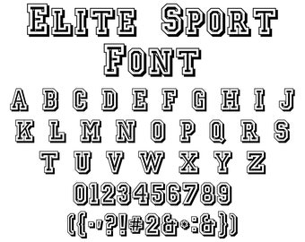 Elite Sport Font SVG, FONT SVG, Varsity Font Svg, Sport Font, Jersey Font, College Font, Outline Font Svg, Letters, Numbers, Block Font Svg
