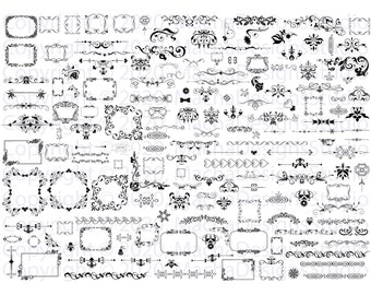 Flourish Ornament SVG Bundle: Decorative Dividers, Borders (Digital Download)