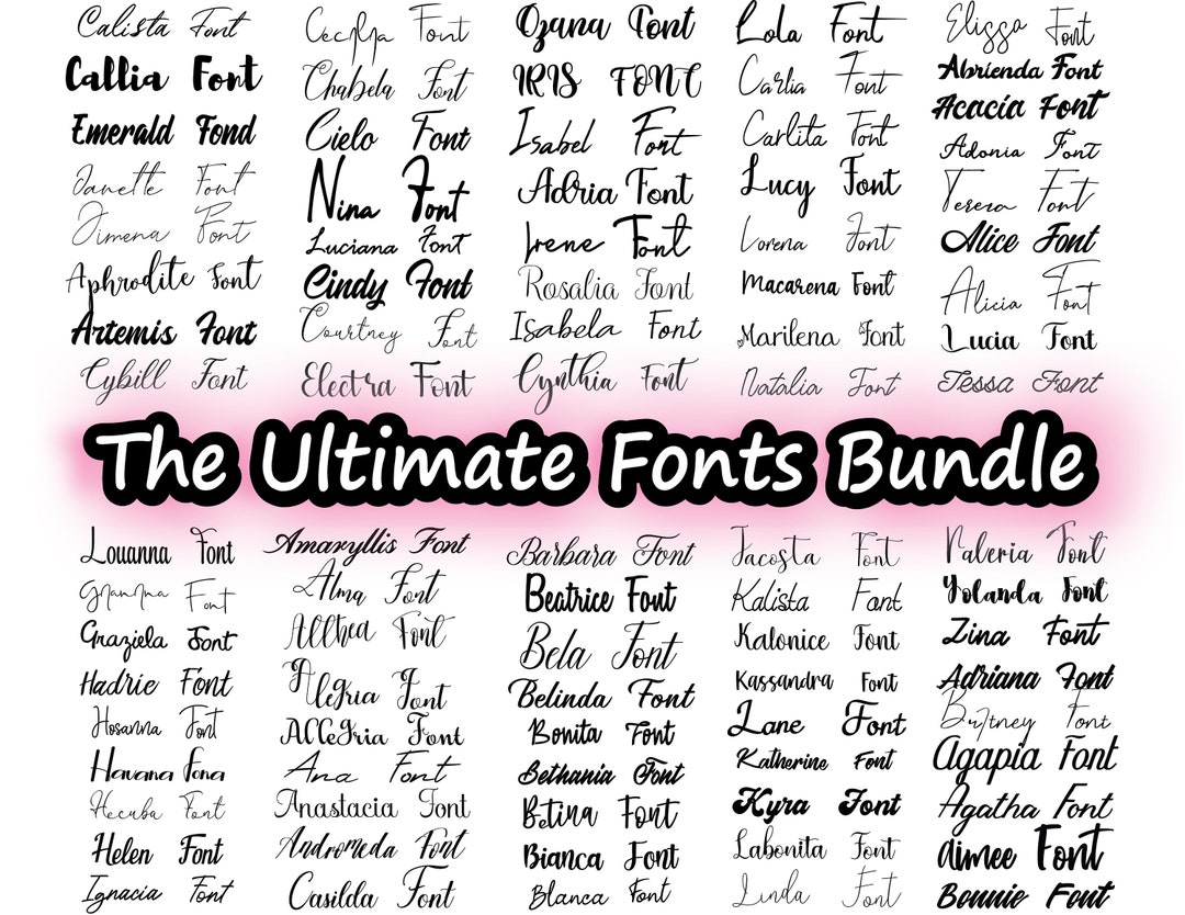 FONT BUNDLE SVG, Instant Download, Handwritten Font, Cursive Font ...
