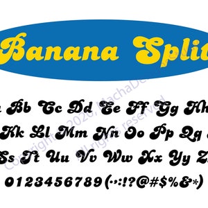 Banane Split police SVG, SVG split banane, banane Split Alphabet SVG, téléchargement numérique, police Svg, vecteur de police banane Split, découper police Svg
