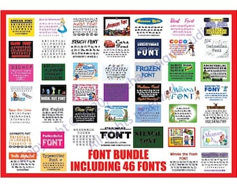46 lettertypebundel: SVG, TTF, alfabetlettertypen voor Cricut (digitale download)