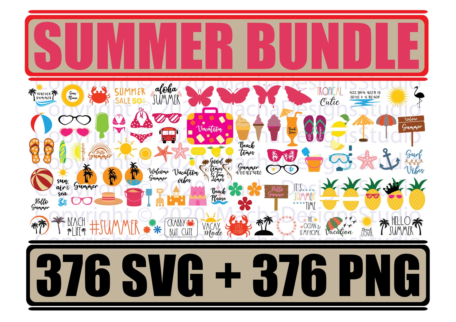 Download Summer Bundle SVG 376 Designs Vacation SVG Beach SVG | Etsy