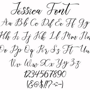 Jessica Font SVG, Handwritten Font SVG, Cursive Font SVG, Handwritten, Digital Download, Font Bundle, Anniversary Font Svg, Script Font ttf