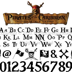 Pirates of the caraibean FONT SVG, Pirates of the Caribbean Font, Pirates of the Caribbean Alphabet,  Pirates of the Caribbean SVG, Font Svg