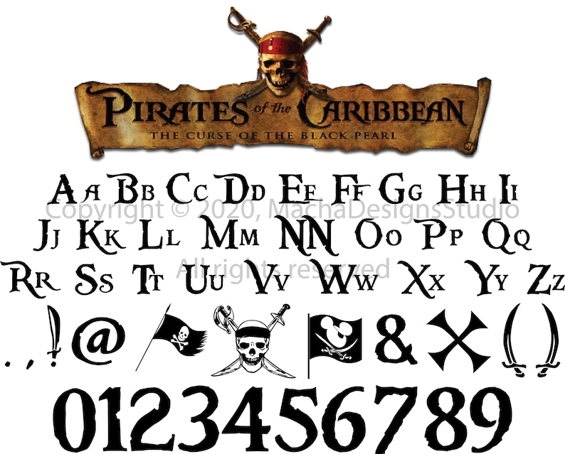 Pirates du caraibean FONT SVG, Pirates des Caraïbes Font, Pirates de lalphabet des Caraïbes, Pirates des Caraïbes SVG, Font Svg image 1