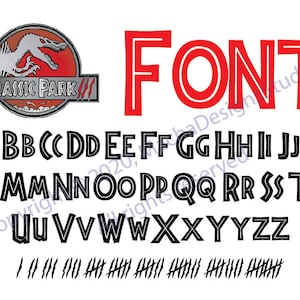 Jurassic Park Font SVG, Jurassic Park Alphabet SVG, Instant Download, Jurassic Park Svg, Digital Download, Dinosaur Svg, Font Svg, Jurassic