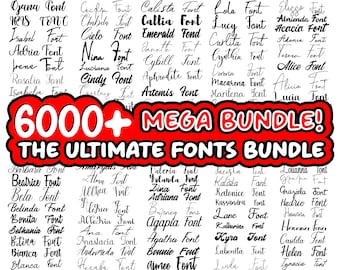 6000 SCHRIFTARTEN - SOFORTIGER DOWNLOAD, Schriftarten für Canva, Hochzeitsschriftarten-Bundle, handgeschriebene Schriftarten, Kalligraphie-Schriftarten, Skript-Schriftarten, Kursivschriftarten Svg