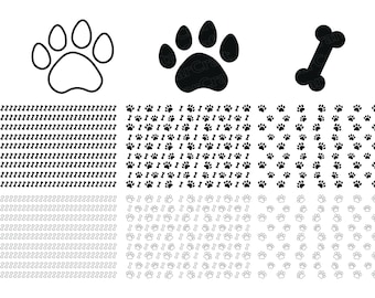 Lot de motifs d'empreintes de pattes : chien chat png sans couture (téléchargement numérique)