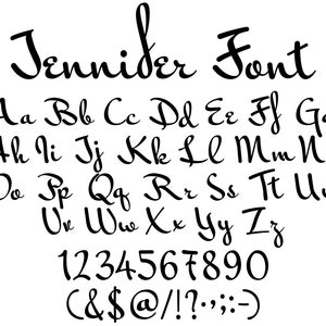 Fonte cursiva manuscrita Jennifer: SVG, PNG, TTF (download digital)